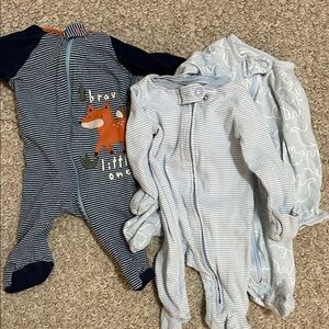 Striped Blue and White Kids One Piece Set